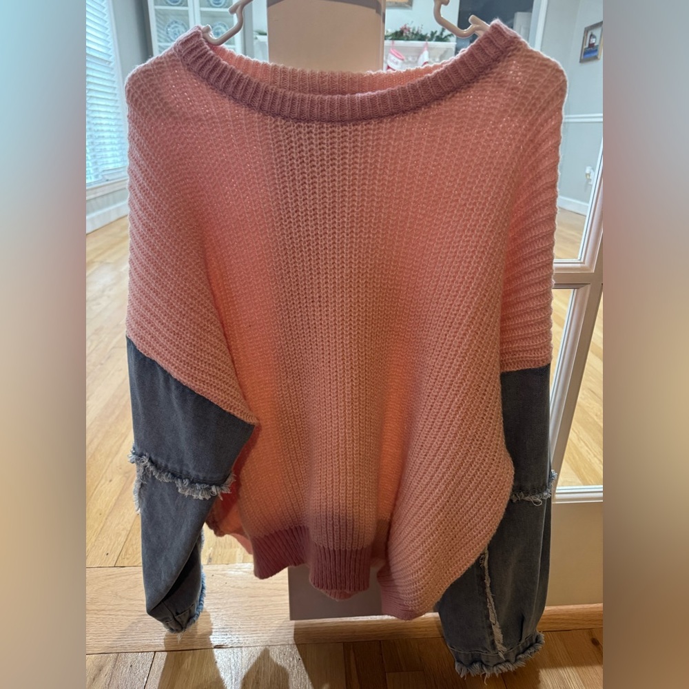 Cute pink sweater!